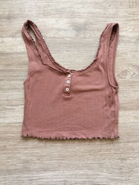 American Eagle Small Henley Cropped Tank Top